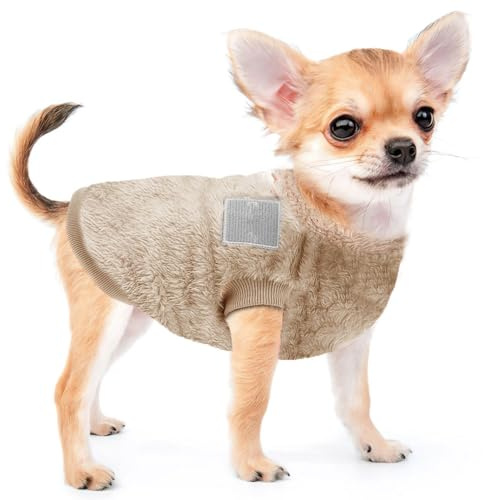 Voarge Haustier-Wintermantel aus Wolle mit D-Ring, Winter Warmer Hund Katzenpullover Kleidung Haustiermantel Kostüm Welpenpullover, Grau, M (Braun, M)
