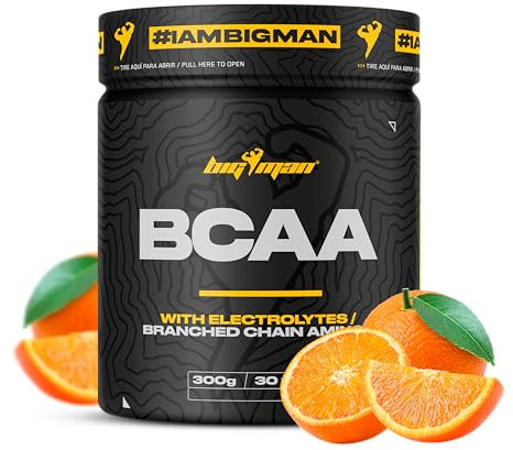 BigMan | Bcaa + Electrolitos 300Gr (Naranja) | Aminoacidos Essenciales Con Carga de Minerales | Recuperación Muscular | Recuperación Ejercicios Aerobicos | Protege tu Musculo