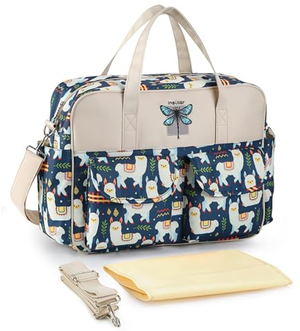 SONARIN Leichte Große Kapazität Baby Wickeltasche,Wasserdicht Reise Wickeltasche Umhängetasche Tragetasche Henkeltaschen Babytasche mit Schultergurte & Wickelunterlage