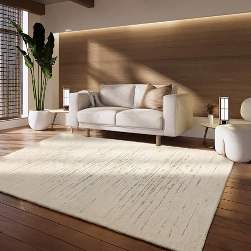 Paco Home Teppich Wohnzimmer Schlafzimmer Berberlook Skandinavisches Design Einfarbig Abstraktes Muster 3D Modern hohe flordichte, Grösse:80x150 cm