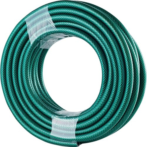 HomeVibe 50m Reinforced Garden Hose Pipe, Heavy Duty PVC Braided, for Lawn Watering, Car, Van Use