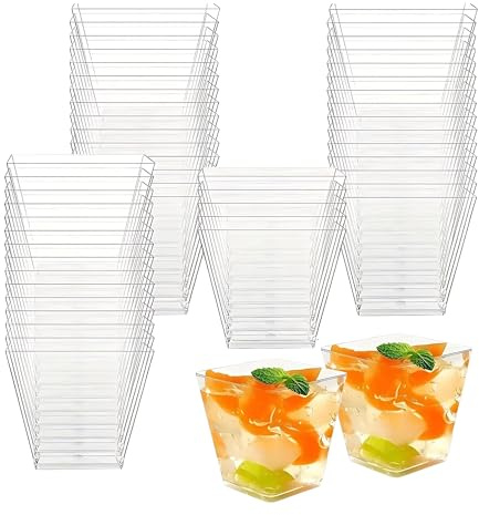 Perla, 48 Ciotoline da Dolce e Frutta, Coppette Plastica 60ml, Ciotoline Per Aperitivo Trasparenti Riutilizzabili Fino a 20 Volte Per Feste Ed Eventi, Ciotole Per Gelato, Dessert, Macedonia