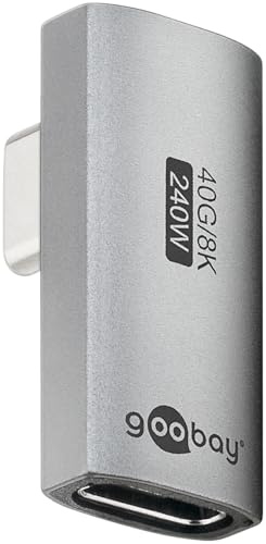 goobay USB-C Adapter 240W 40 Gbit Verlängerung 90° vertikal rotiert USB4 (Stecker auf Buchse) / USB 4.0 Adpter 8K@60 Hz, abwärtskompatibel USB 3.1, USB 2.0/74443