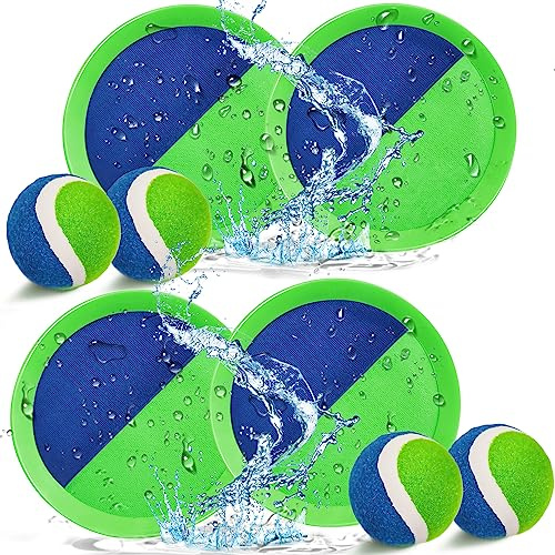 Jalunth Fånga bollar Racket Set - Bollkastning Spel Leksaker Strand Vatten Trädgård Utomhus Inomhus Pool Terrass för Barn Barn Flickor Vuxna 2 3 4 5 6 7 8 9 10 11 År Påsk Gåvor