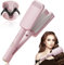 Vmxlso French Wave Curling Iron, 32mm Mermaid Hair Waver, Wave Hair Styler with 4 Gears Temperature, Fast Heating Wave Curler, Hair Wavers for Long Short Hair Pink