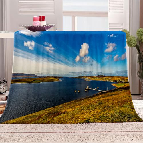 KQYLBM Vista Al Mar Frazada 100 X 150 Cm Mantas De Lana Manta Suave Cobijas De Invierno