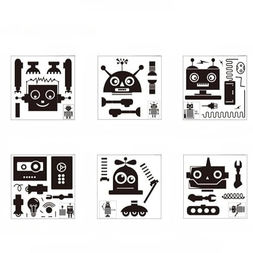 YUHGFD 2-9 Pegatinas Divertidas para Interruptor de luz con Forma de Robot, Pegatinas Decorativas de diseño Creativo extraíbles de 15 x 15 cm, Arte de Pared para habitación de niños,