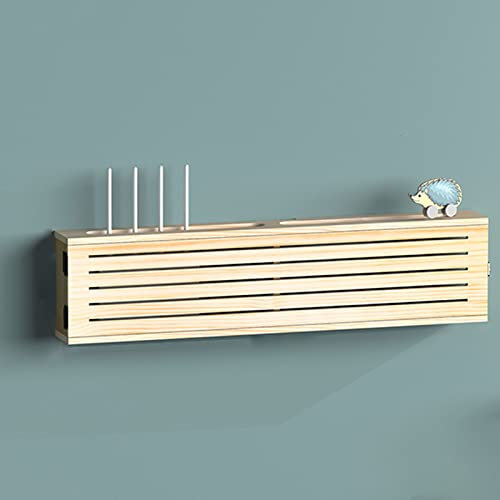 Wireless Router Storage Box Organizer Shelf for WiFi Router Wooden Wall Mounted Set Top Box Holder with Cable Management Ideal for Home and Office Type E