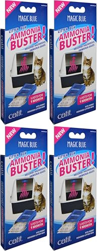 Catit Magic Blue Ammoniak-Buster, Geruchsfilter für Katzentoiletten, Einmalset mit Pappkartusche, mit Filterpads für 1 Monat, reduziert Urin-Geruch und Gerüche, Luftreiniger für Katzentoiletten