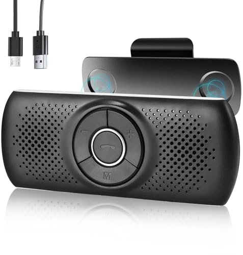 LEKEFETO Kit mains libres pour voiture, kit mains libres avec clip, assistant Siri, Bluetooth 5.0, fente pour carte TF, microphone intégré, haut-parleur, pour musique, GPS, téléphone