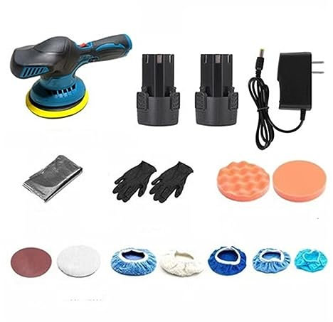 Máquina pulidora, lijadora orbital, Lijadora eléctrica de 145mm, máquina de papel de lija Orbital aleatoria sin escobillas, máquina pulidora de iones de litio for trabajos de madera de coche para lija
