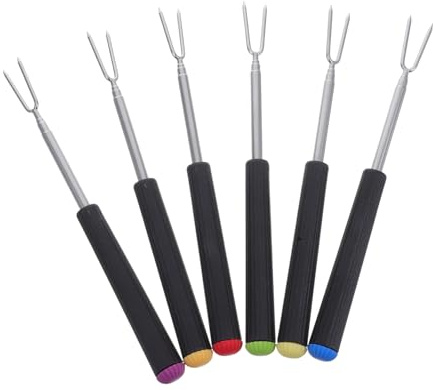 TOPPERFUN 6pièces Fourchettes à Fondue Inox Télescopiques Fourchettes Rôtir Fromage Et Chocolat Ustensiles Barbecue Polyvalents Pour Fruits Viande Et Fondue