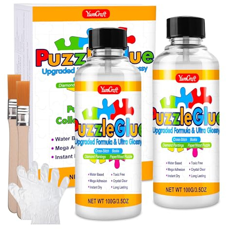 Puzzle Glue Clear Drying, 7oz High Gloss Jigsaw Puzzle Saver with Precision Applicator, Non-Toxic Puzzle Preserver Adhesive for All Puzzle Sizes, Ideal for Craft & Puzzle Display