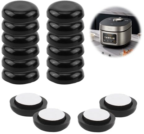 16pcs Kitchen Appliance Sliders for Air Fryer, Coffee Maker, Blender, Bread Machine,Adhesive Invisible Countertop Appliance Rollers for Easy Sliding and Surface Protection (Black)