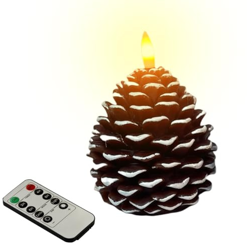 a pigne a LED senza fiamma con timer remoto, a batteria, decorazioni natalizie a forma di pigne, natalizie tremolanti a ghianda decorazione legnosa per la casa e le vacanze