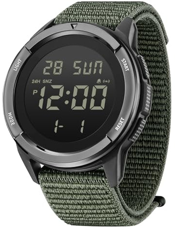 CakCity Digital Watch Military Watches for Men Black Tactical Sports Waterproof Men's Women's Wrist Watch with LED Backlight Nylon Band Stopwatch,Green