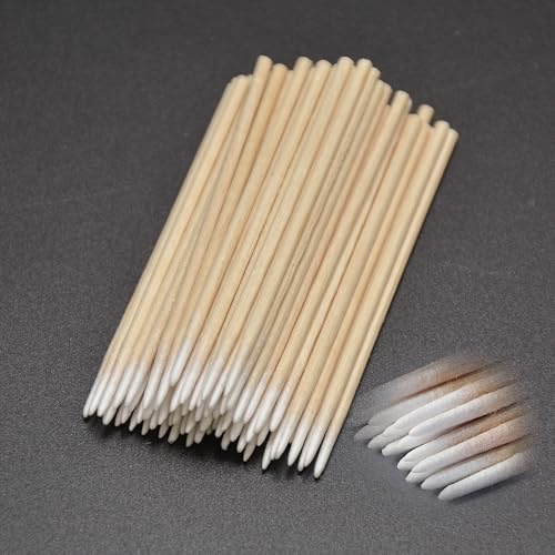 XIYING 500 Pcs Pointed Cotton Buds Tip, Cotton Swabs, Long cotton Buds for Eyebrow Tattoo Beauty Make-Up Color Nail Seam Dedicated Dirty Picking, Wood Handle Small Pointed Tip (10cm)
