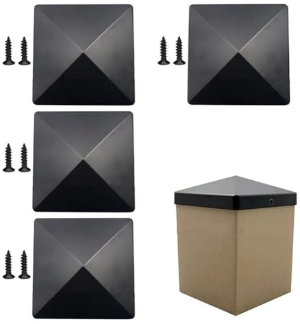 Chapeau Poteau Bois,Capuchons De Poteau Lot de 4 capuchons poteau clôture en plastique ABS noir x pouces for protéger les ornements jardin bois d'extérieur