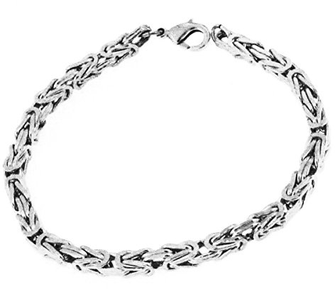 Tendenzalia Kungligt armband original italiensk byzantiner-kedja silverpläterad 4 mm bred längd 21 cm