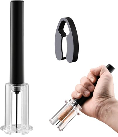 Tycoonest Tire Bouchon Pompe à Air, Ouvre-Bouteille à Pression d'air et Coupe-Capsule, Retrait Rapide Bouchon Bouteille, Professionnel Décapsuleur pour Amateurs de Vin, Cadeau, Maison