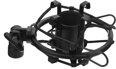 Supporto Microfono Antivibrazione per Condensatore, Metallo Nero | Clip, Angolazione Regolabile, Diametro 2, 5cm, Interfaccia 1, 5cm, per Doppiaggio e Radio