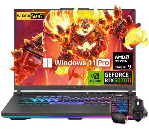 ASUS ROG Strix G16 (2025) Gaming Laptop, NVIDIA RTX 5070Ti 12GB GDDR7, AMD Ryzen 9 8940HX (16 Cores, 32 Threads, Turbo 5.3GHz), 16 WUXGA FHD 165Hz 3ms Display, 64GB DDR5, 2TB SSD, Windows 11 Pro