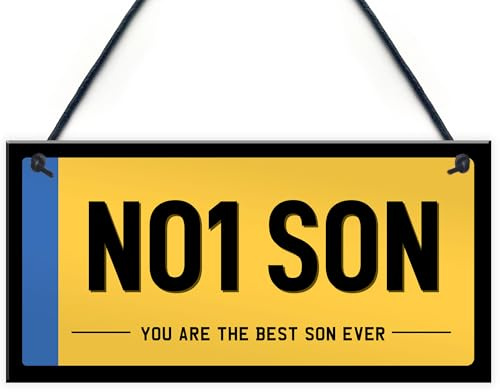 Red Ocean NO1 Son Licence Plate Hanging Sign Number Plate Plaque Gifts For Son From Mum and Dad Novelty Gift For Birthday Christmas Gifts For Him