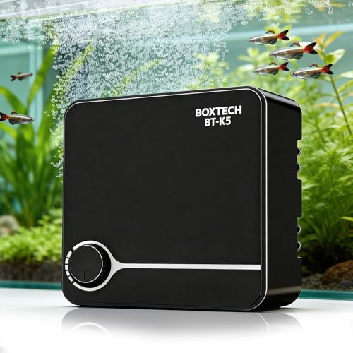 Boxtech Aquarium Luftpumpen 2W/5W/8W/10W，Leiser Sauerstoffpumpe Einstellbare Membranpumpe für Aquarien 50-500L,stabile Luftversorgung für Fischbecken
