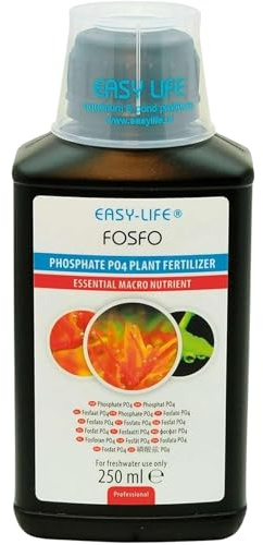 Easy Life Fosfo – 250 ml Flüssiger Phosphat-Dünger für Aquarium-Pflanzen, unterstützt gesundes Wachstum, kräftige Blätter, einfache Anwendung, sicher für Fische