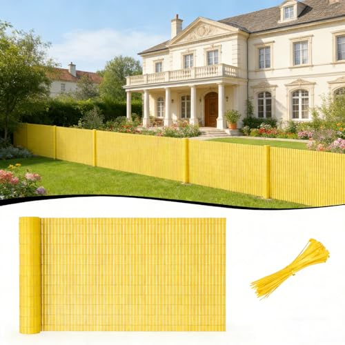 Ferzone PVC Sichtschutzmatte 160x500cm, Sichtschutz Garten Privatsphäre Windschutz, Balkon Sichtschutz Wetterfest Schimmelresistent UV Schutz, Sichtschutzzaun Verstärkung Innen, für Terrasse (Bambus)