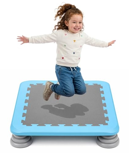 GoDyna Trampolin für Kinder – 65x12x65 cm Mini Trampolin mit Rutschfester Oberfläche | Maximale Belastung 80 kg | Einfach zu Reinigen und Zusammenzubauen