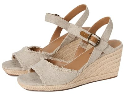 Lucky Brand Mindra, Sandalo Espadrillas con Zeppa Donna, Naturale/Plat, 39 EU
