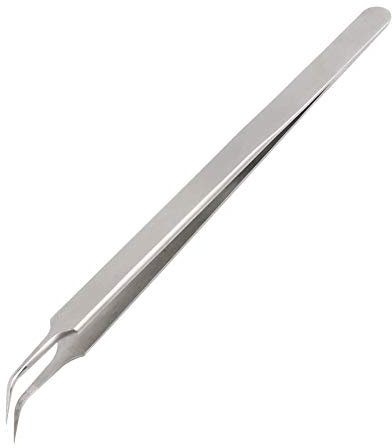 Plentoy Pinzette curve ultra sottili a punta fine, in acciaio inox, lunghe pinzette di precisione per riparazioni di telefoni cellulari, saldatura, artigianato, creazione di gioielli, micro saldatura