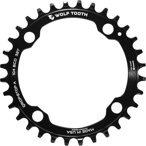 Wolf Tooth Shimano XT M8000 Kettenblatt, 96 BCD, 4-Loch, 38 Z., Drop-Stop A, Black, XTM8K9638 | Wolf Tooth 38T asymmetrisches Aluminium-Kettenblatt für 1 x XT/SLX/Deore Antriebsstränge