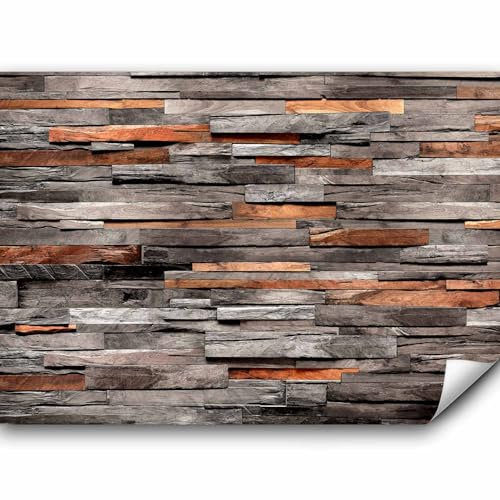 murando - Vlies Fototapete Bretter Holz 350x256cm Foto Tapete Wohnzimmer Vliestapete XXL Motivtapeten Bildtapete 3d Effekt Wand Dekoration - Optisch 3d orange braun beige grau f-C-0422-a-c