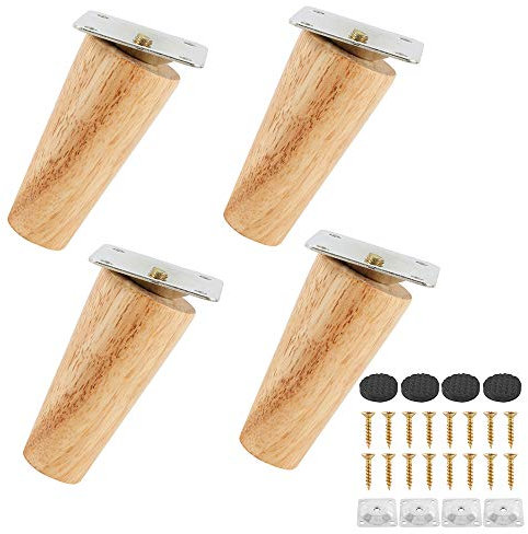 Lot de 4 Pieds de Canapé Bois Massif, Pieds de Meubles pour Fauteuil, Table de Nuit, Armoire, Tiroir(8cm, Oblique)