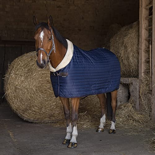 Stalldecke mit synthetischem Lammfellfutter Teddy EquiTheme Marineblau 135cm