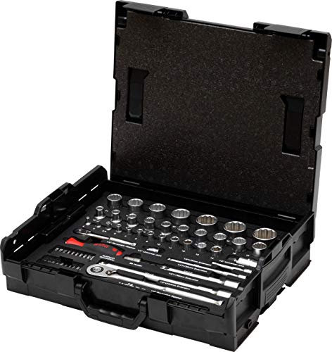 Wiha Steckschlüsselsatz + Bit Set in L-Boxx I 60 teilig I Nüsse in den Größen 4-14 mm, 1/4 Zoll + 10mm - 34 mm, 1/2 Zoll I Kreuz, Pozidriv, TORX (44685)