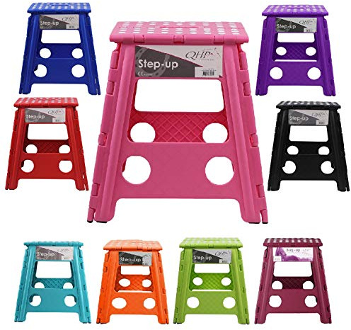 netproshop Fällbar pall Step-up vikbar plastpall belastning upp till ca 100 kg färgval, färg: rosa