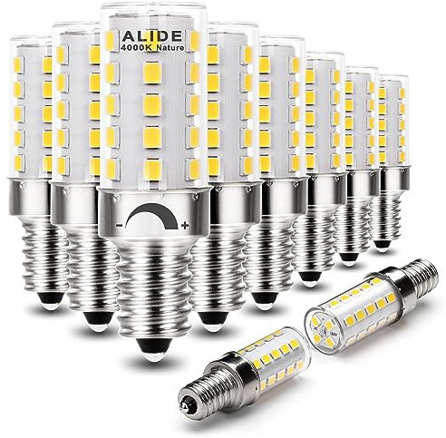 ALIDE E12 4000K Dimmable LED Light Bulb 5W,Replace 40W E12 Halogen Equivalent,T6 Base 120V E12 C7 LED Candelabra Bulbs Natural White for Pendant Chandelier Lighting,450lm,10Pack