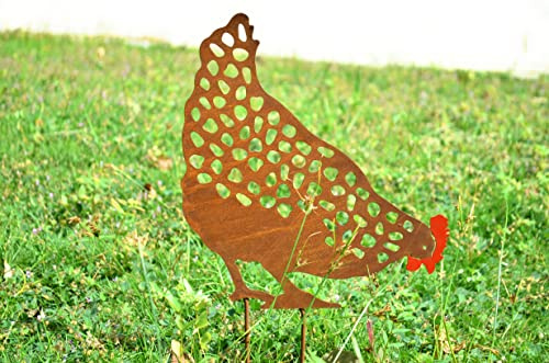 Marissa's Garden & Gift Floor facing rusty hen Charlotte 38cm