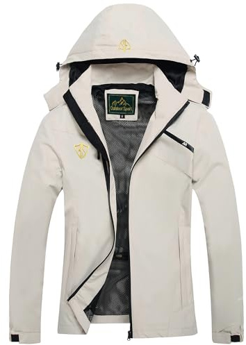 GIISAM Raincoats for Women with Hood Waterproof Light Weight Rain Jackets Foldable Outdoor Wind Breakers Female White