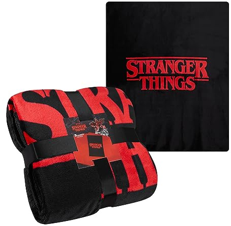 Stranger Things Decke Fleece Warme Decke Sofa und Bett 150x130 cm (Rot/Schwarz)