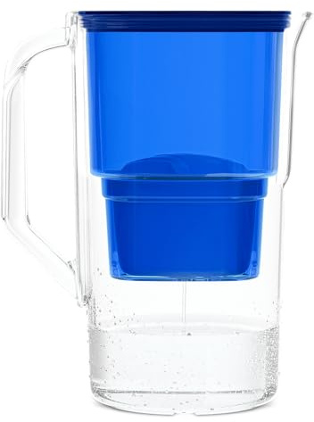 Wessper Vattenfilterkanna, Med Filter 2.5 L, Ersättning för Dafi Unimax Aquaphor A5 Brita Maxtra+ Philips AWP212/10 | Innehåller Vattenfiltrerande Karaff + Vattenfilterpatron/Blå
