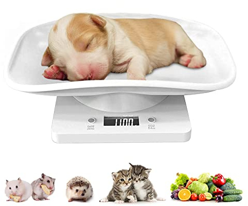 Digital Small Pet Scale, Mini LCD Electronic Scale with Tape Measure, Multi-Function Kitchen Bathroom Weight Scale, Measure Weight Accurately for Small animals/Jewellery/Food, Kitchen(Up to 15kg)