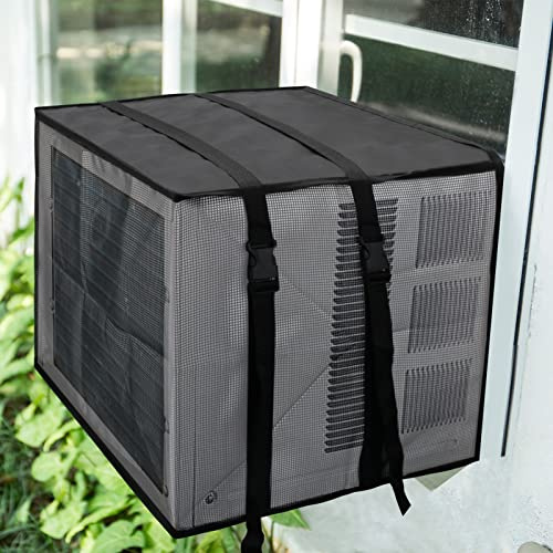 Luxiv Newest Design Mesh Window Air Conditioner Cover Outdoor, Support Window AC Unit Work Use for Outside Insulation Black Dust-Proof Waterproof Outdoor AC Protection Defender
