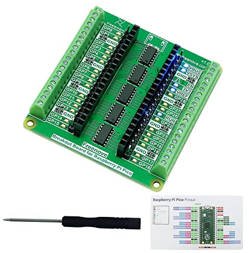 Freenove Breakout Board for Raspberry Pi Pico 1 2 W H WH, Terminal Block Shield HAT with Pin Header, GPIO Status LED
