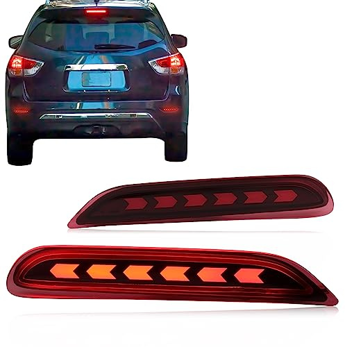GEEGEETOP Red Lens LED Rear Reflector Bumper Fog Light Assembly Compatible With Nissan Altima Rogue Pathfinder Leaf Infiniti Q50 QX60 QX80 QX30 Functions 3-In-1 (Red Style)