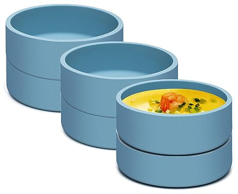 Dootafy Paquete de 6 moldes individuales de silicona para horno y microondas, color azul