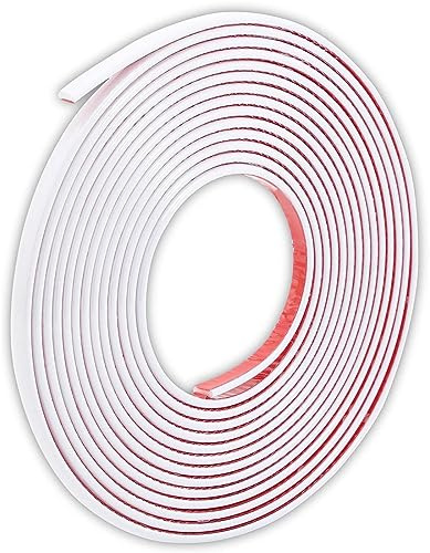 Cinta adhesiva 3D para bordes de pared, color blanco, autoadhesiva, cinta decorativa para techo, esquina, espejo, muebles, puerta, armario, decoración del hogar y el automóvil (0,8 cm x 5 m)